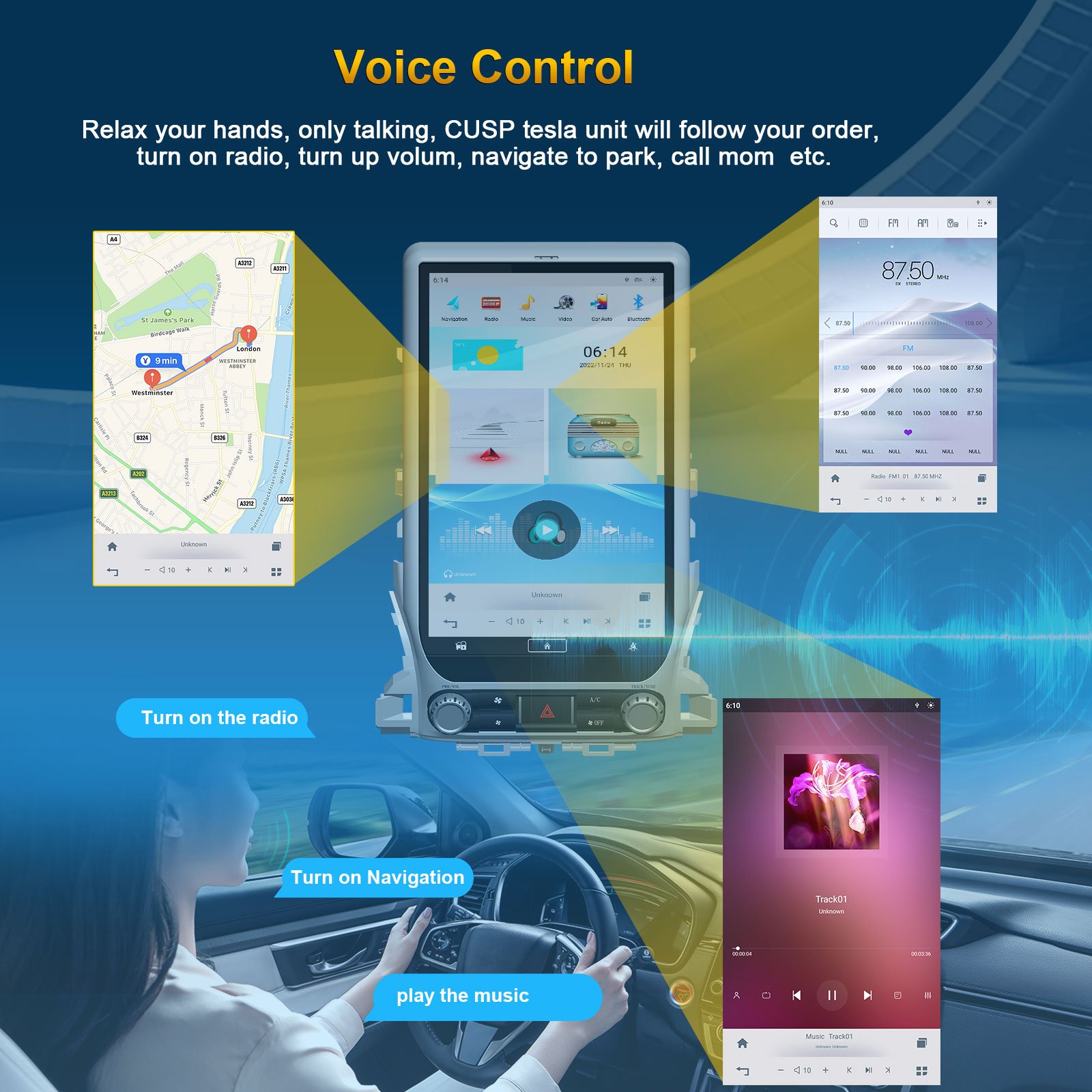 New Trend 13.3'' Car Screen Android GPS Navigation Radio with Carplay Video Player for TOYOTA LAND CRUISER LC200 2016- VXR