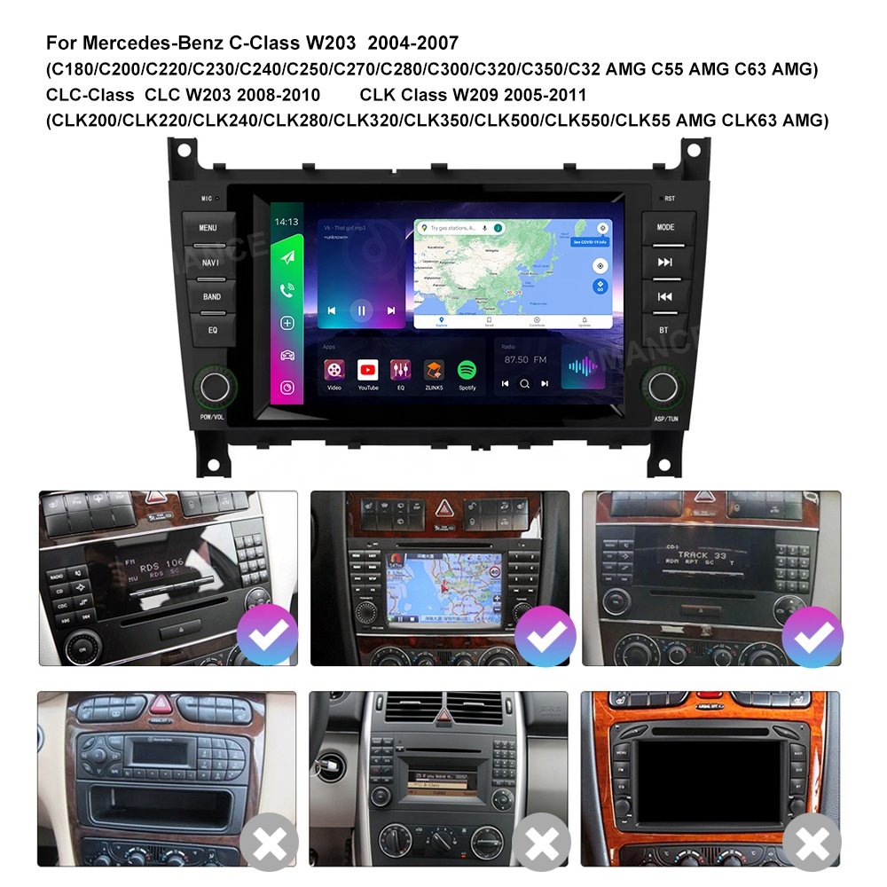 Jmance 7 Inch Android Car Stereo Carplay And Android Auto Gps Navigation For Mercedes Benz C-Class W203 2004-2007