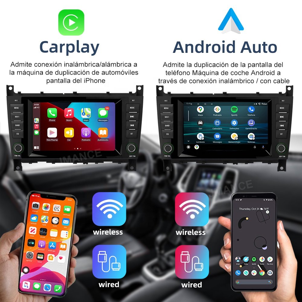 Jmance 7 Inch Android Car Stereo Carplay And Android Auto Gps Navigation For Mercedes Benz C-Class W203 2004-2007