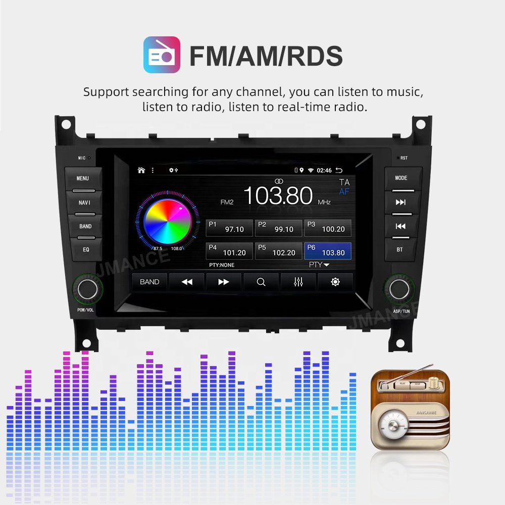 Jmance 7 Inch Android Car Stereo Carplay And Android Auto Gps Navigation For Mercedes Benz C-Class W203 2004-2007