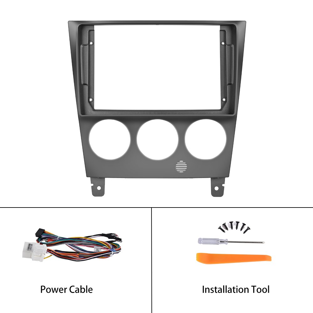 Podofo 2 Din 9'' Car Stereo Frame For Subaru Impreza 2003 2004 2005 2006 Plastic Iron Gray Car Radio Frame