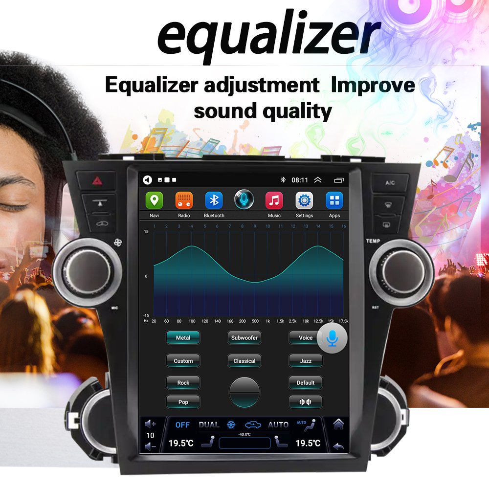 lelv 12.1inch 4+64gb Head Unit Stereo Car Radio For Toyota Highlander 2009 2010 2011 2012 2013 Android 13 Car Player