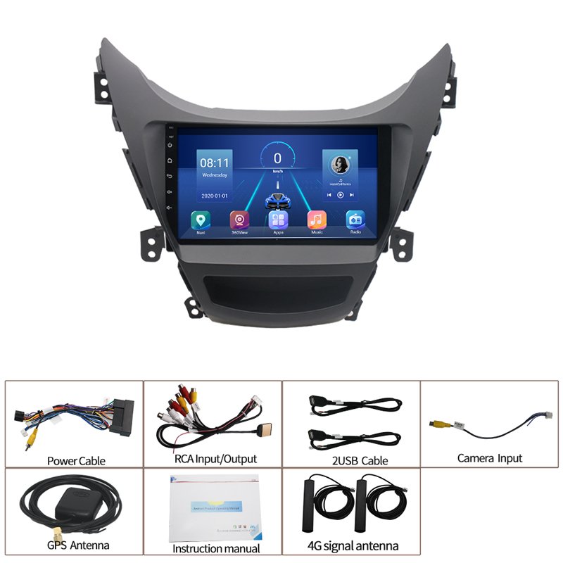 Android 10.0 Car radio audio dvd player for Hyundai elantra 2011-2013 Car Stereo Built-in GPS navigation 4+64GB