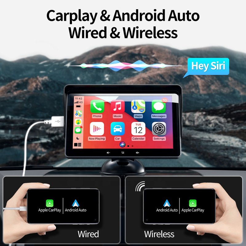 7 Inch 2.5 D Touch Screen Car Portable Wireless wire Carplay Android Auto Tablet Radio Multimedia Universal Linux