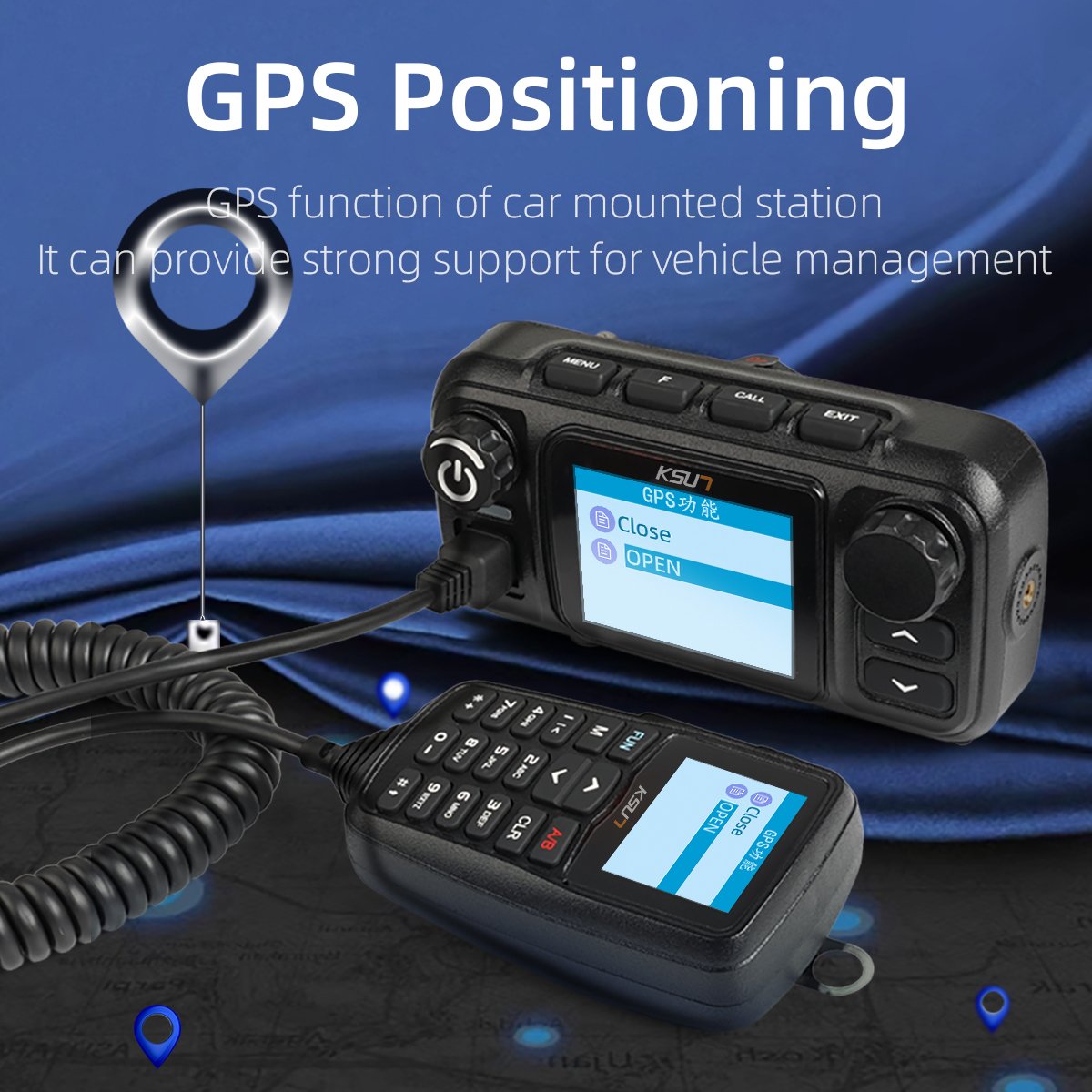 KSUN CT510 25W GPS Vehicle Radio Walkie Talkie VHF UHF Dual Band 4G POC Network Car Radio For Outdoor Self-driving