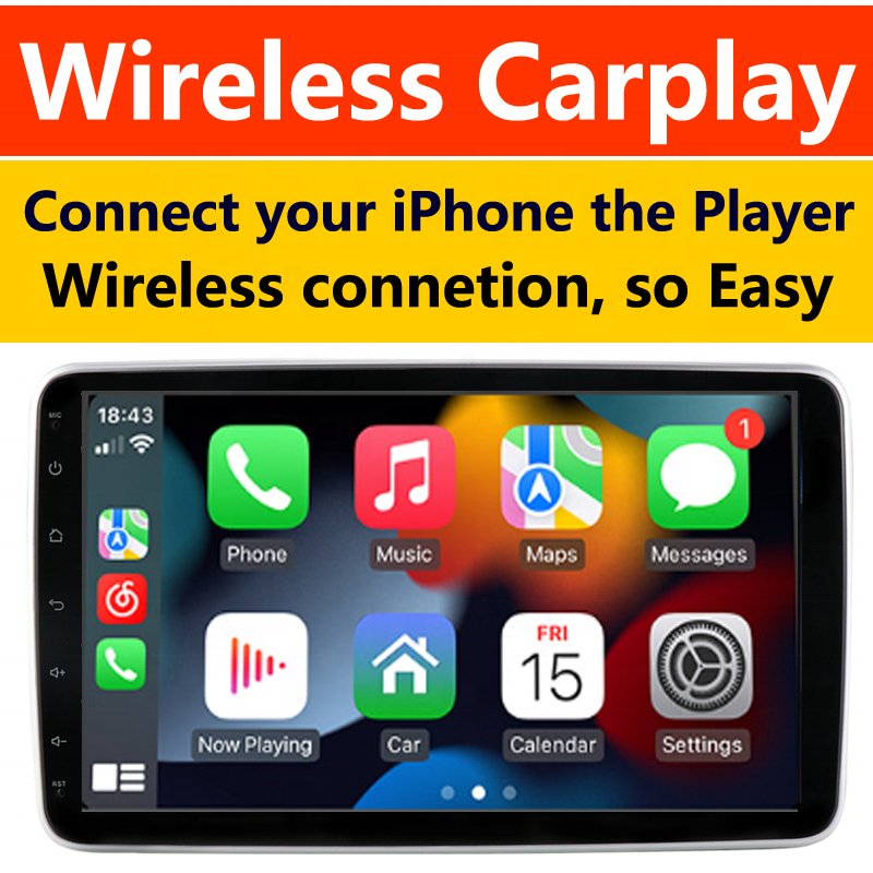 1 din 10.1 inch android Multimedia Player 2G+32G RT232-CP Rotatable 360 Degree car rotating car radio with Wireless Carplay