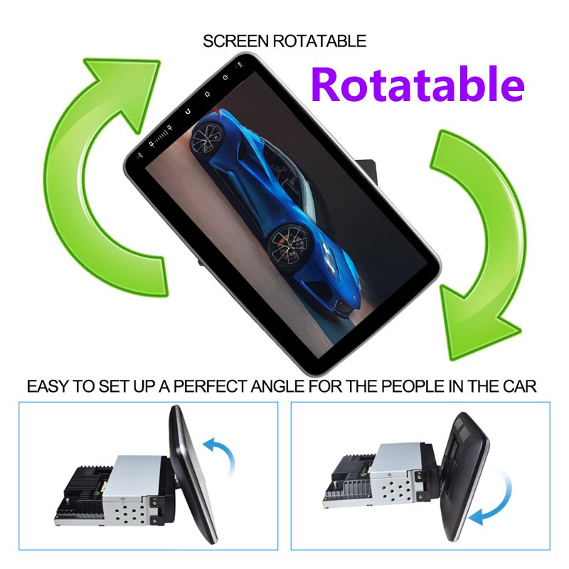 1 din 10.1 inch android Multimedia Player 2G+32G RT232-CP Rotatable 360 Degree car rotating car radio with Wireless Carplay