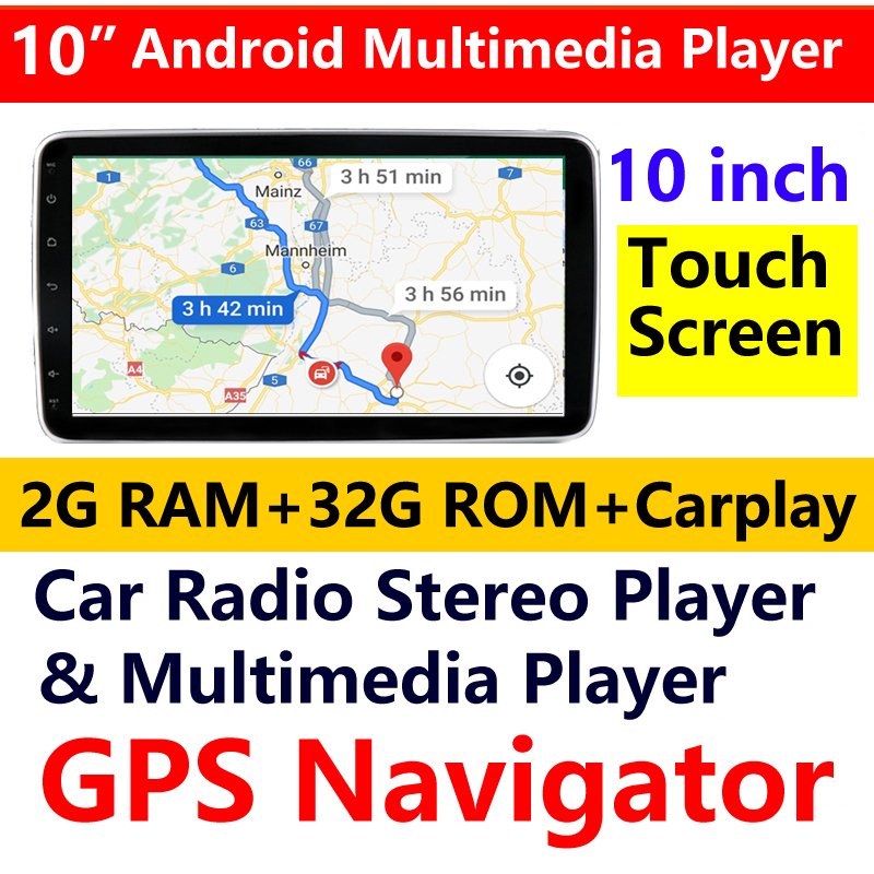 1 din 10.1 inch android Multimedia Player 2G+32G RT232-CP Rotatable 360 Degree car rotating car radio with Wireless Carplay