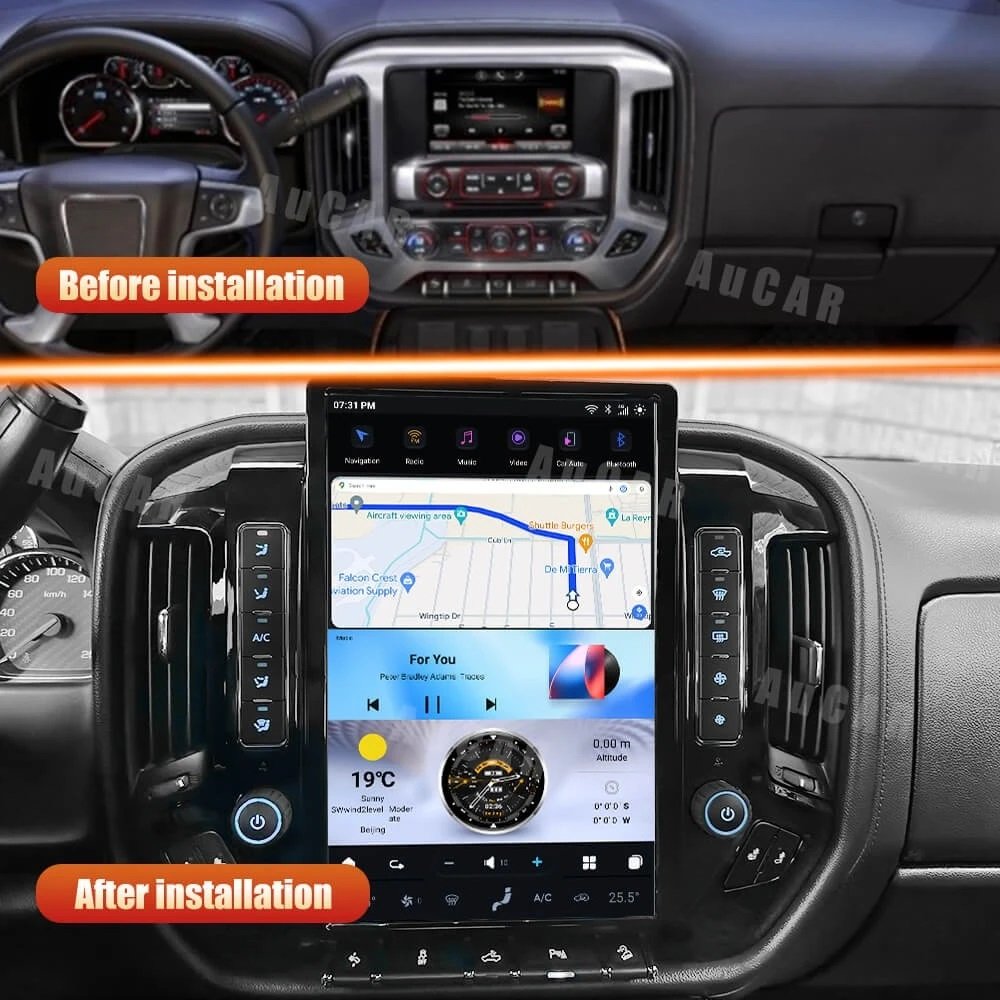AuCAR 14.4" Latest T-Style Android 13 Car Radio For Chevrolet Silverado GMC Sierra 2015-2019 DVD Player GPS Navigation Stereo