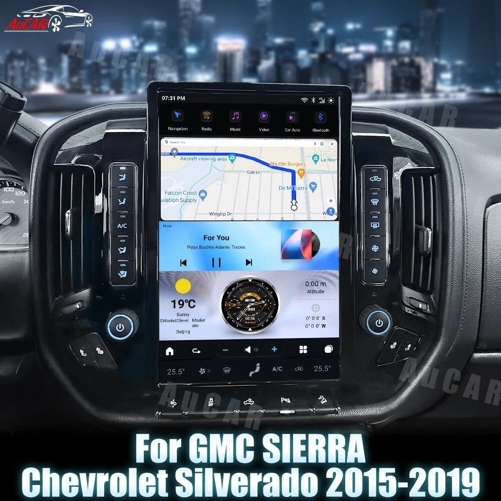 AuCAR 14.4" Latest T-Style Android 13 Car Radio For Chevrolet Silverado GMC Sierra 2015-2019 DVD Player GPS Navigation Stereo