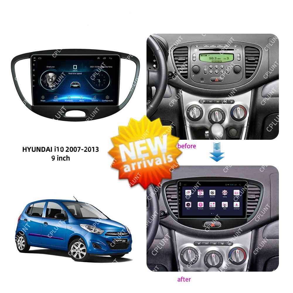 Car DVD Player Frame For HYUNDAI i10 2007-2013 9inch Touch screen Android radio Farme stereo