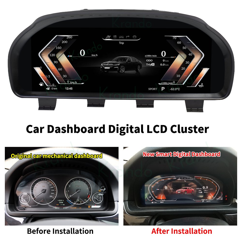 Krando 12.3" Digital Instrument Cluster for BMW 6 Series F06 F12 F13 2010 - 2017 NBT LCD Speedometer Linux System 1:1 Recover