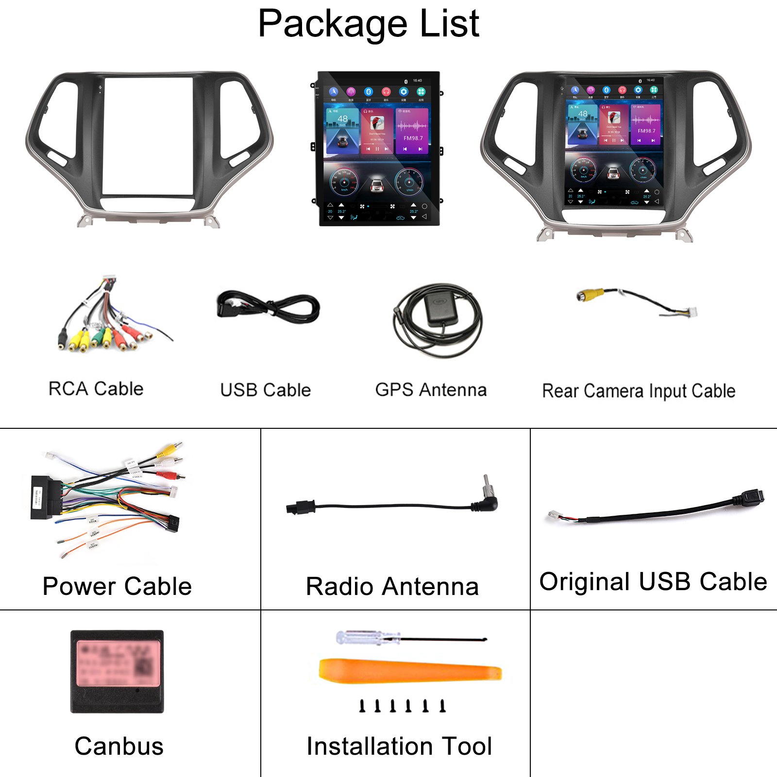 Podofo 2 Din 9.7" Vertical Screen Android Car Radio For Jeep Cherokee 2016-2018 Car Stereo CarPlay & Android Auto GPS WIFI BT