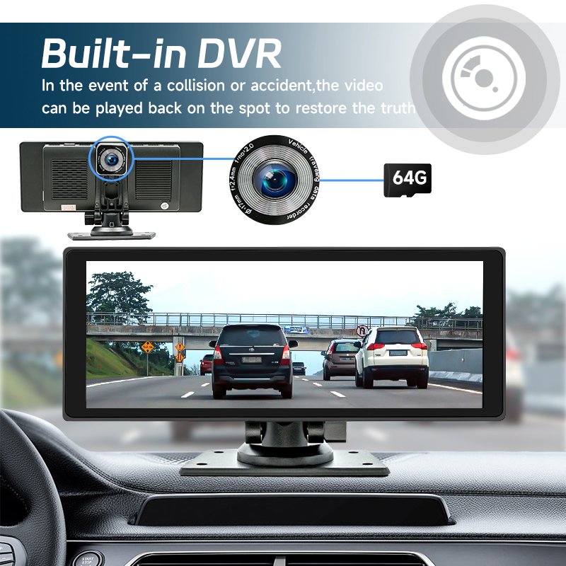 10.26 Inch Touch Screen Wireless CarPlay Car Radio CarPlay Android Auto Portable Car Radio Carplay Screen Audio MP5 Player DVR