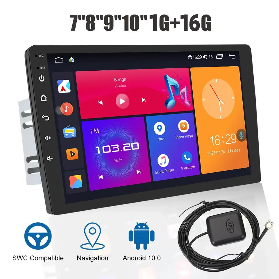 Car radio Android 1din 2DIN Multimedia Player Gps DVD Bluetooth WiFi Universal Video 7 inch 9 inch 10inch screens for cars
