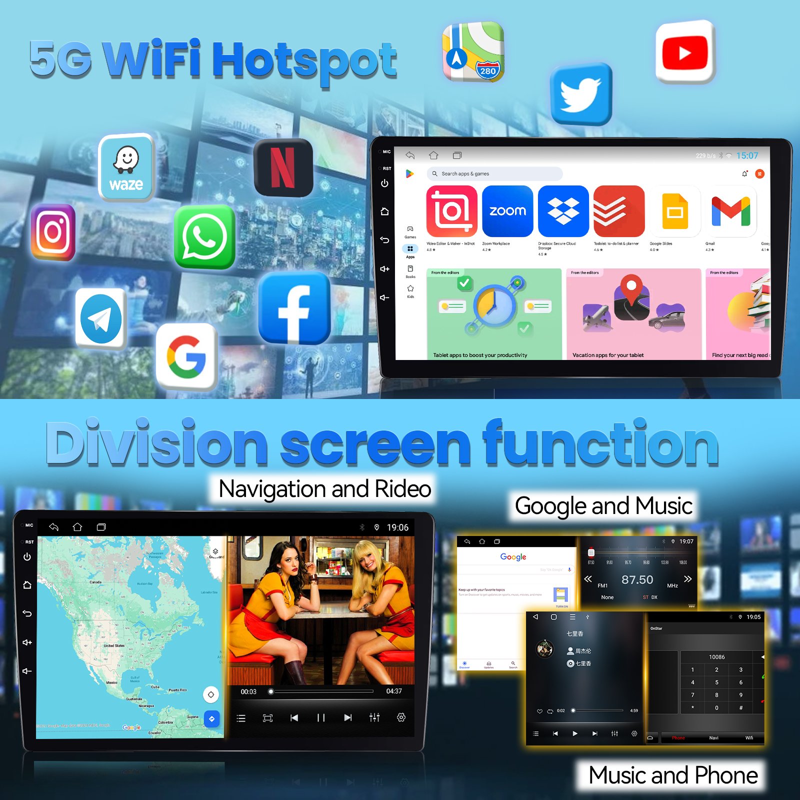 Universal TS18 2+32g Android Car Radio 9 Inch 5G Wifi Wireless 8core Car Panel GPS Dvd Player