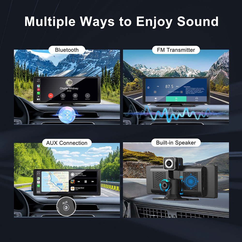 10.26inch IPS HD Portable Monitor Wireless Carplay Screen Wireless Android auto Car Display Universal Multimedia car Stereo