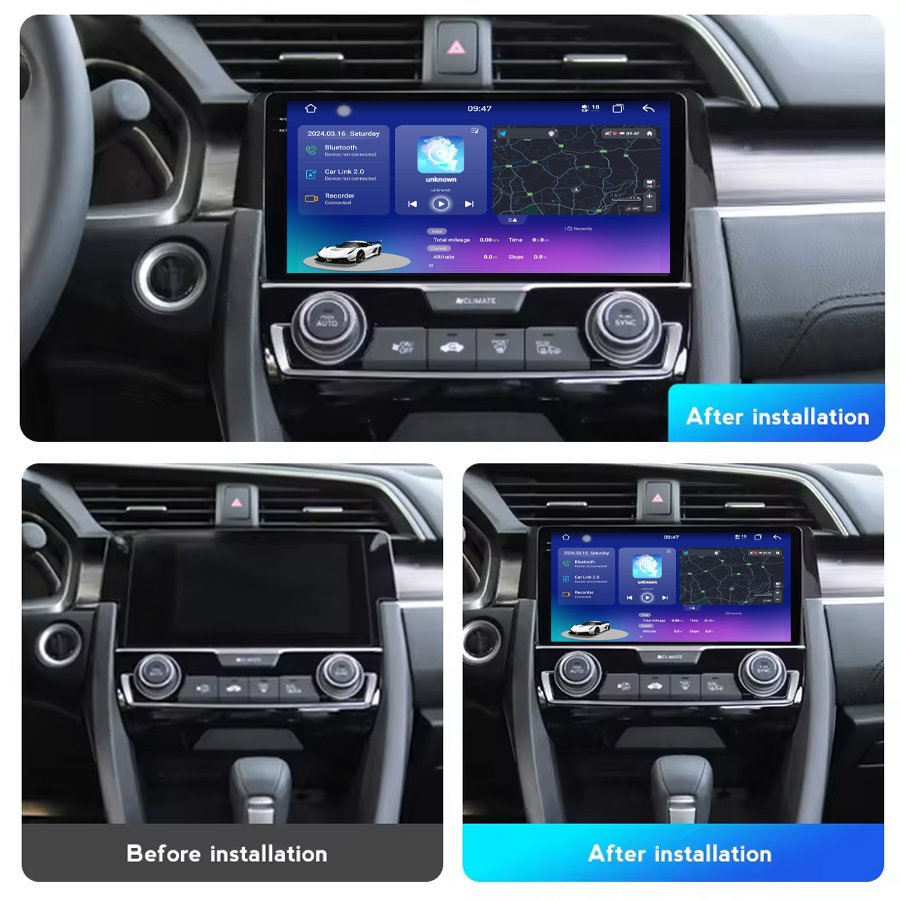 2K QLED Touch Screen Car Player Radio For Honda Civic 2015-2020 Gps Bt Car Multimedia Player With Camera Dual Carplay Auto