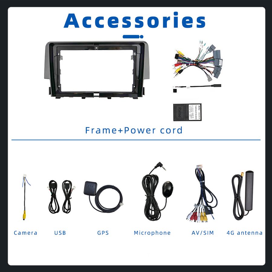 2K QLED Touch Screen Car Player Radio For Honda Civic 2015-2020 Gps Bt Car Multimedia Player With Camera Dual Carplay Auto