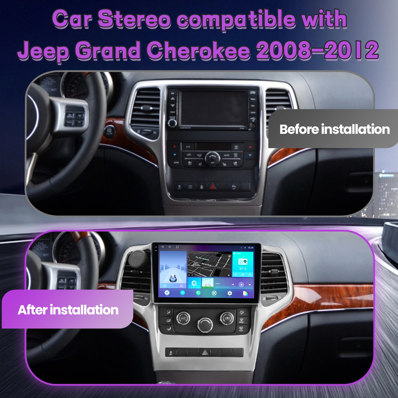 8 Core 9" Radio Jeep Grand Cherokee 4+64g Manufacturer GPS Navigation 08-13 Android 12 Car Radio Car Dvd Player Car Stereo