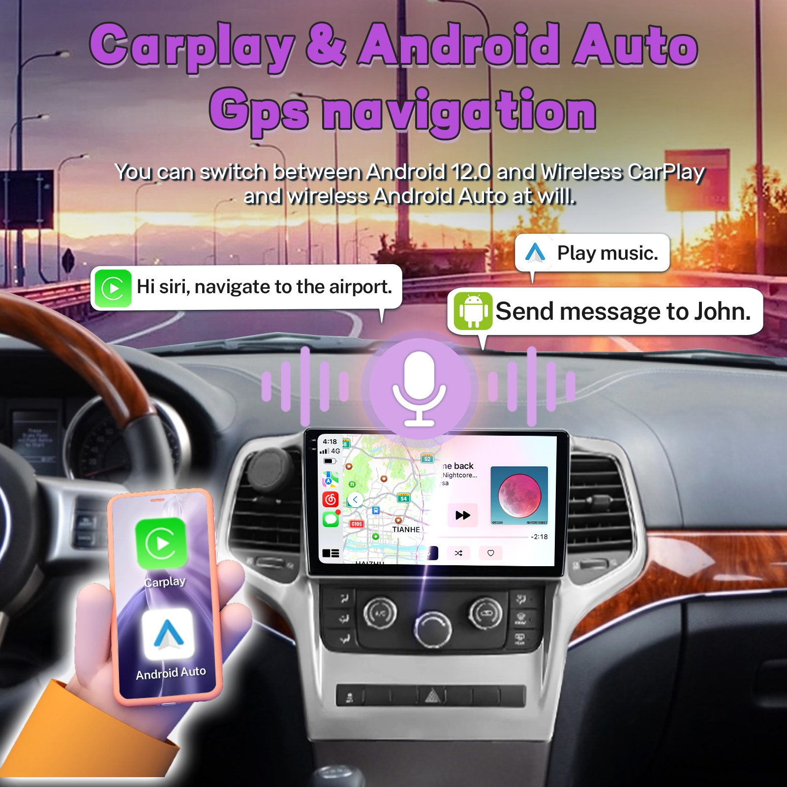 8 Core 9" Radio Jeep Grand Cherokee 4+64g Manufacturer GPS Navigation 08-13 Android 12 Car Radio Car Dvd Player Car Stereo