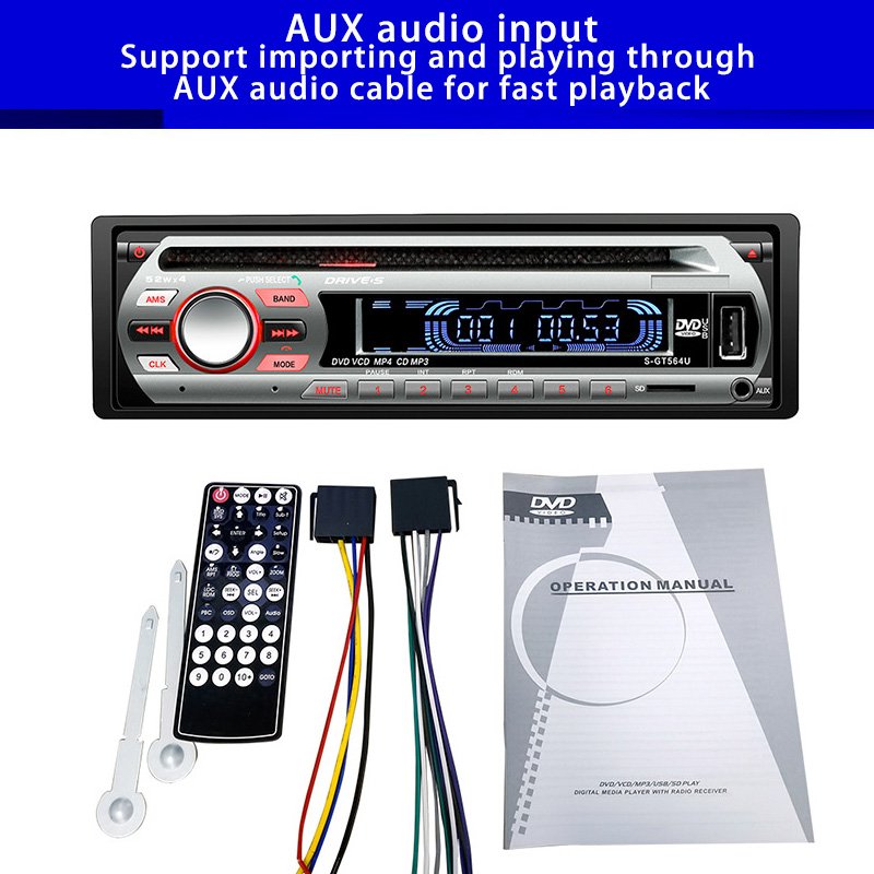 2024 Hot selling Single 1 Din Car DVD CD MP3 Player Audio Stereo USB/AUX/SD FM BT In-dash Radio