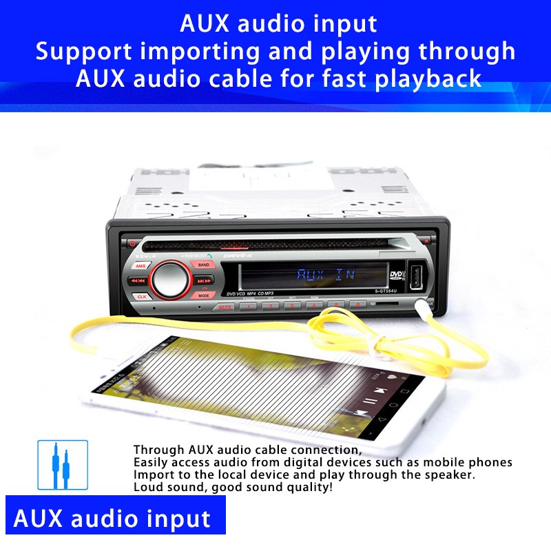2024 Hot selling Single 1 Din Car DVD CD MP3 Player Audio Stereo USB/AUX/SD FM BT In-dash Radio