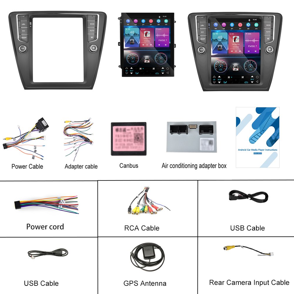 Podofo Android Car Radio 9.7'' 1+32GB/2+64GB For Skoda Octavia 2015 Carplay Android Auto GPS WiFi FM RDS BT