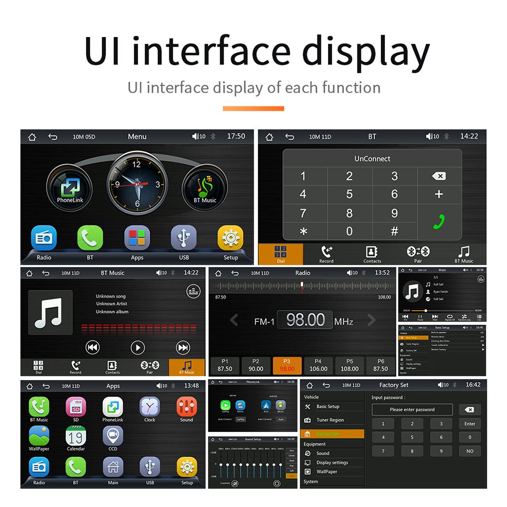 TOPNAVI Universal car stereo Carplay Android auto radio 1 din 7-inch HD touch screen car paly