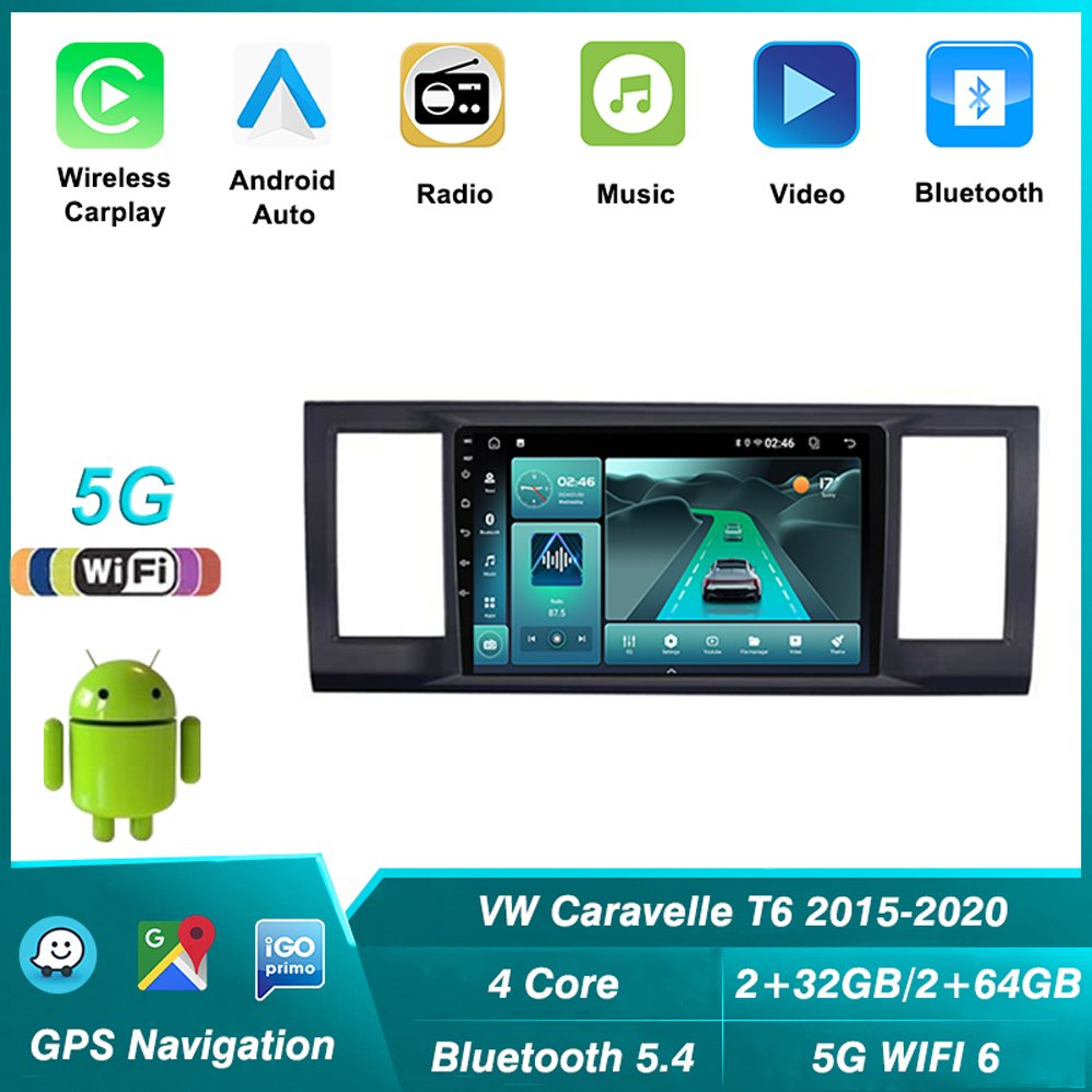 Android Car radiop For VW Caravelle T6 2015 2016 2017 2018 2019 2020 Stereo Multimedia Video Player Head Unit Car GPS Navigation