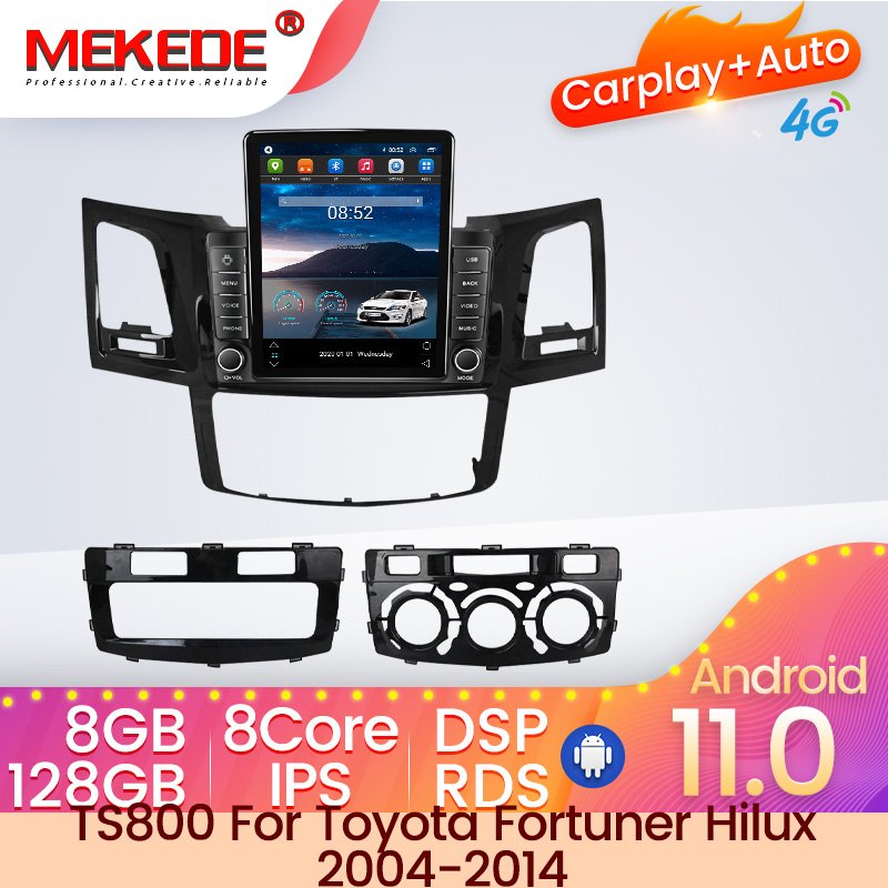 Navifly Tesla Android 11 GPS car radio for Toyota Fortuner Hilux 2004-2014 8+128G AV OUT-PUT Mirror LinK key lights Navigation