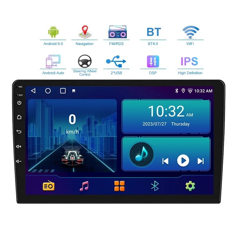 Android 4+64g Dual Din Car GPS Stereo Wireless FM Radio CarPlay Dashboard Placement-EU/US/UK Stock 7"9" 10" Wireless Dash