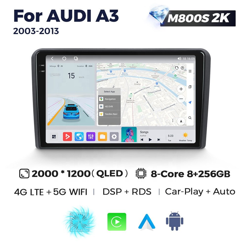 Mekede MS gps navigation multimedia display screen android 2 din android radio for car Audi A3 2003-2013