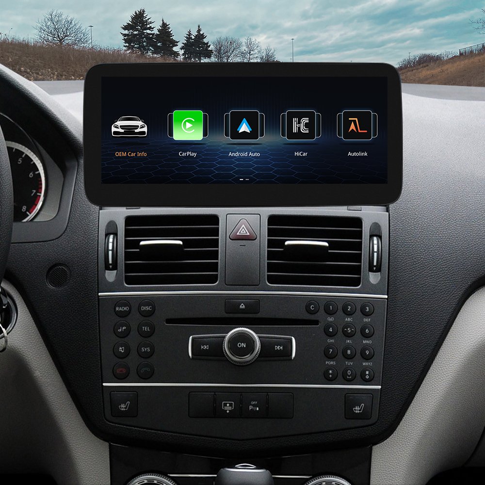 Wireless Carplay Android Auto 12.3'' Linux screen For Mercedes Benz C Class W204 2008-2010 Multimedia Radio Receiver