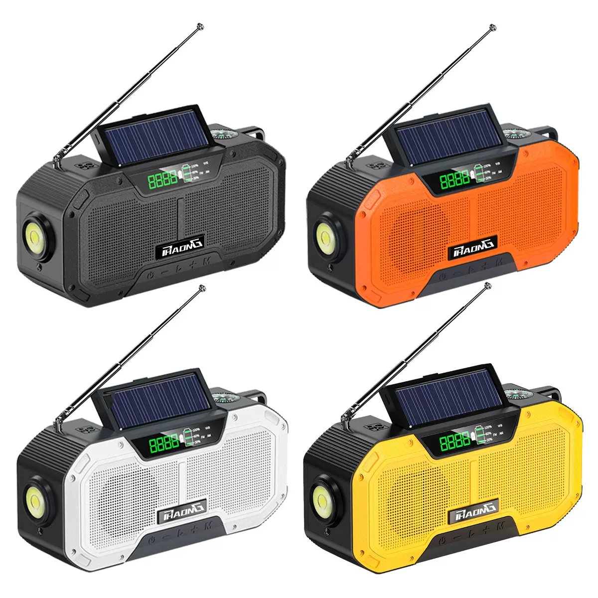 Solar USB Charging Hand Crank Dynamo Power Bank NOAA /AM/FM Portable Radio With LED Flashlight SOS Emergency Mp3 Player Speaker