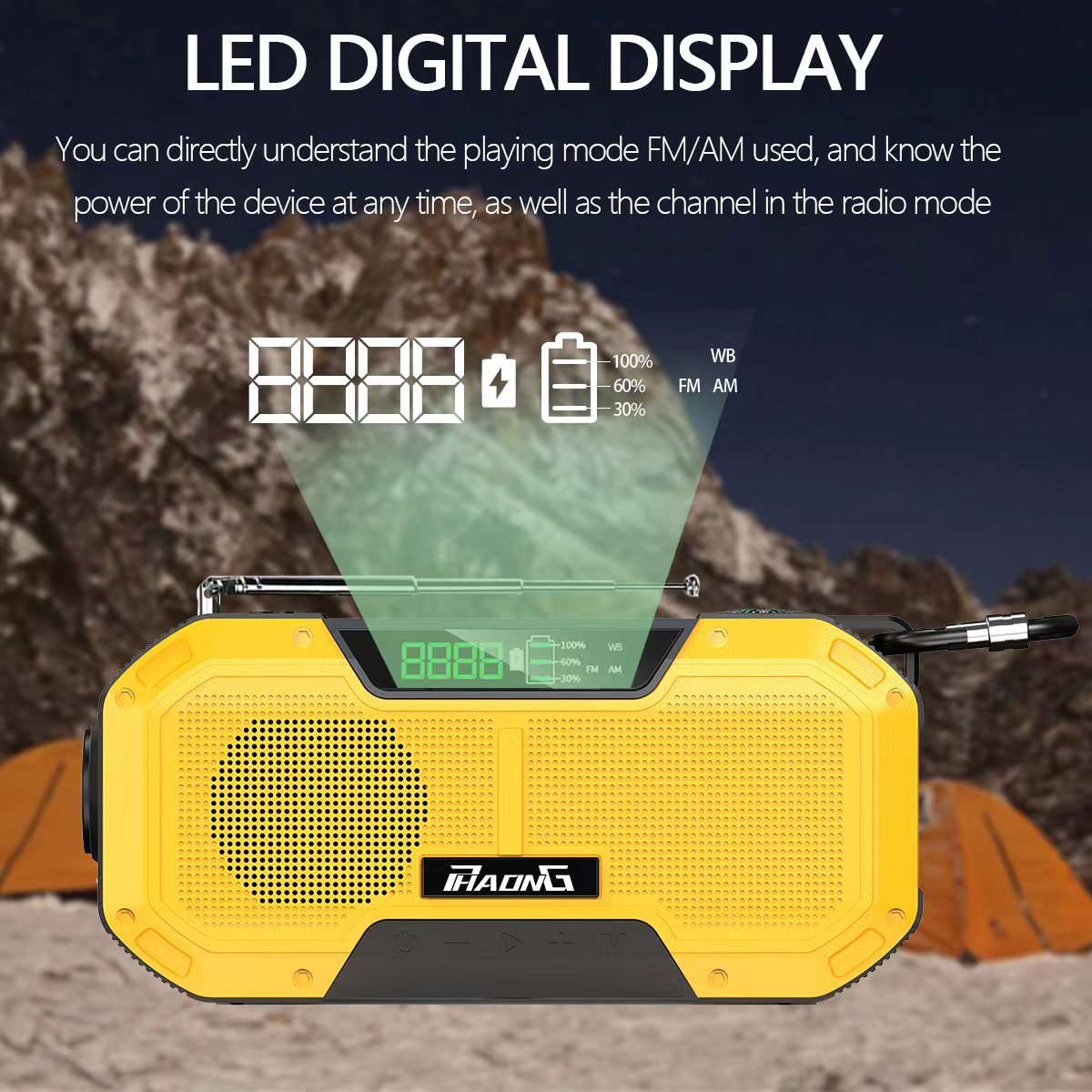 Solar USB Charging Hand Crank Dynamo Power Bank NOAA /AM/FM Portable Radio With LED Flashlight SOS Emergency Mp3 Player Speaker