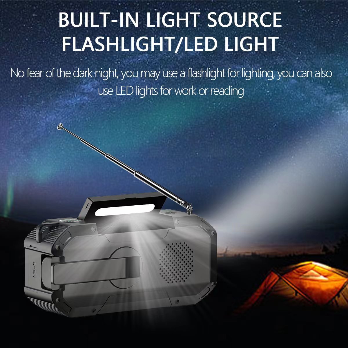 Solar USB Charging Hand Crank Dynamo Power Bank NOAA /AM/FM Portable Radio With LED Flashlight SOS Emergency Mp3 Player Speaker