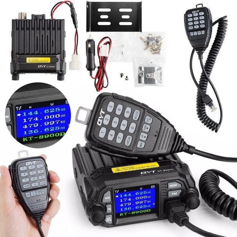 QYT Car Radio KT-8900D 25W Dual Band Walkie Talkie Vehicle Radio Quad Display UHF VHF 136-174&400-480MHz KT8900D Mobile Radio