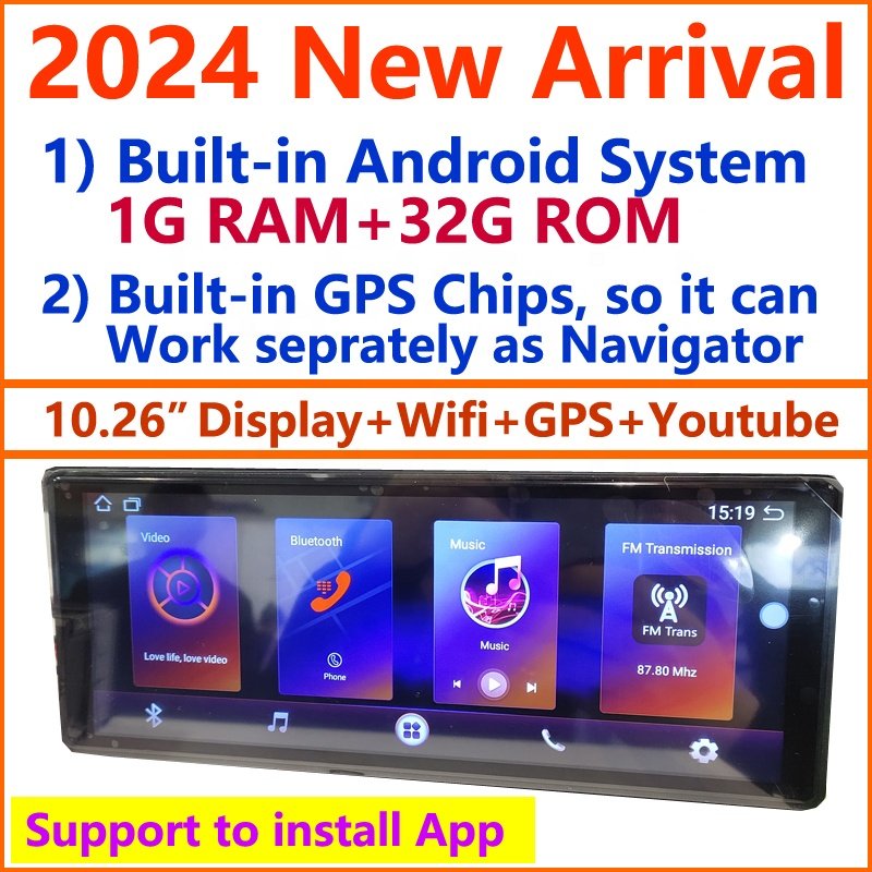 Car radio stereo Android 12 Auto Eestereos portable Multimedia Player 10.26" carplay screen Smart monitor support to install App