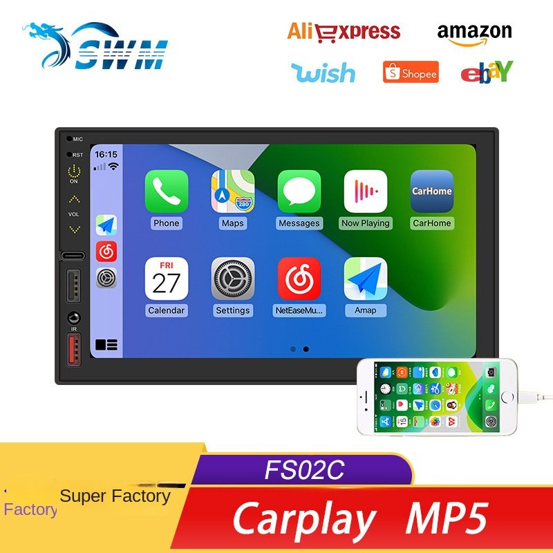7-Inch IPS Android Mobile Phone with Wireless CarPlay AUTO Car MP5 Player Dashboard Radio Connectivity 1-Year Warranty