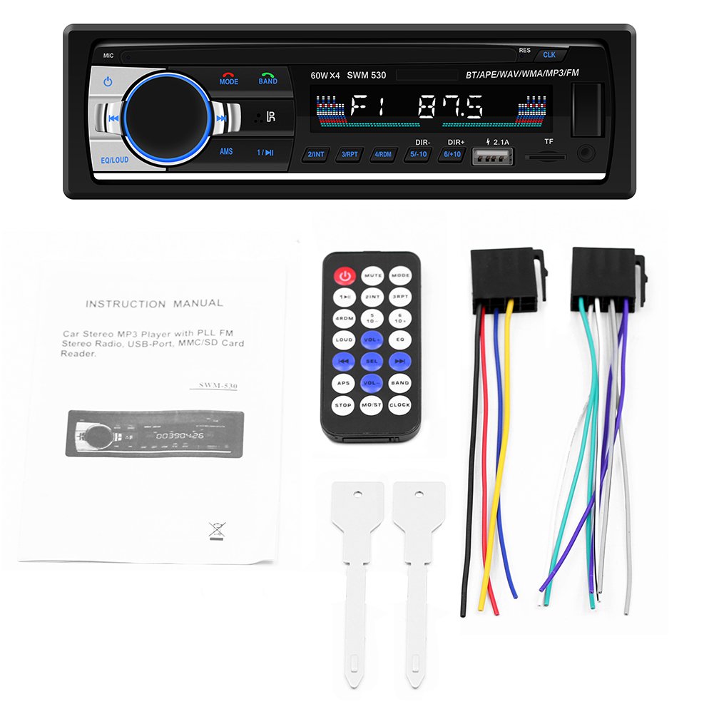 2usb fast phone charge car mp3 player bluetooths FM AUX SD 7388 high power sound single 1 din car stereo radio audio