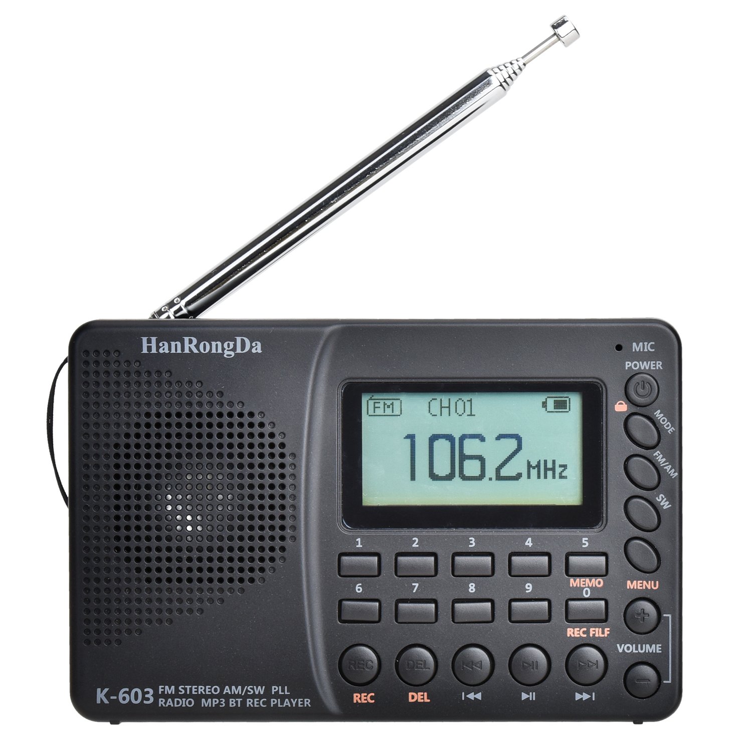 Portable All Band Radio Receiver K603 FM Stereo Record