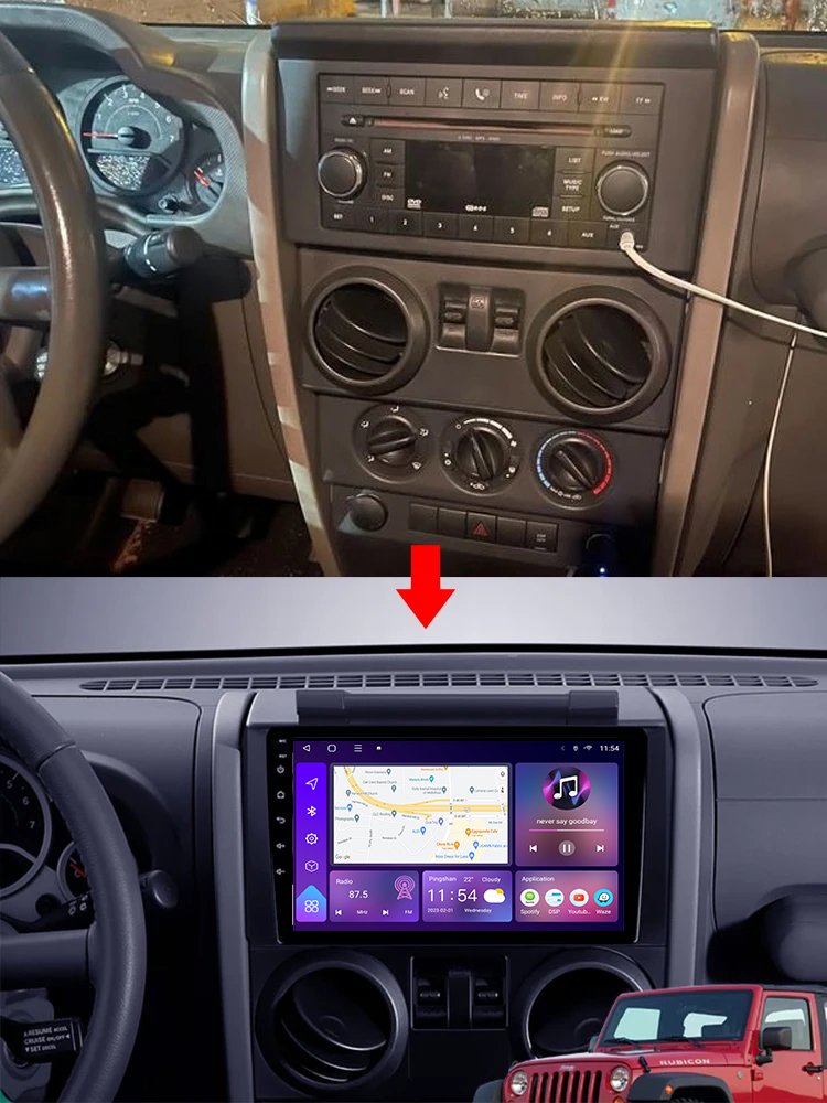 Android 13 Car Radio For Jeep Wrangler 2008-2010 Carplay 2 DIN Stereo Car GPS Navigation Multimedia Head Unit Video Player