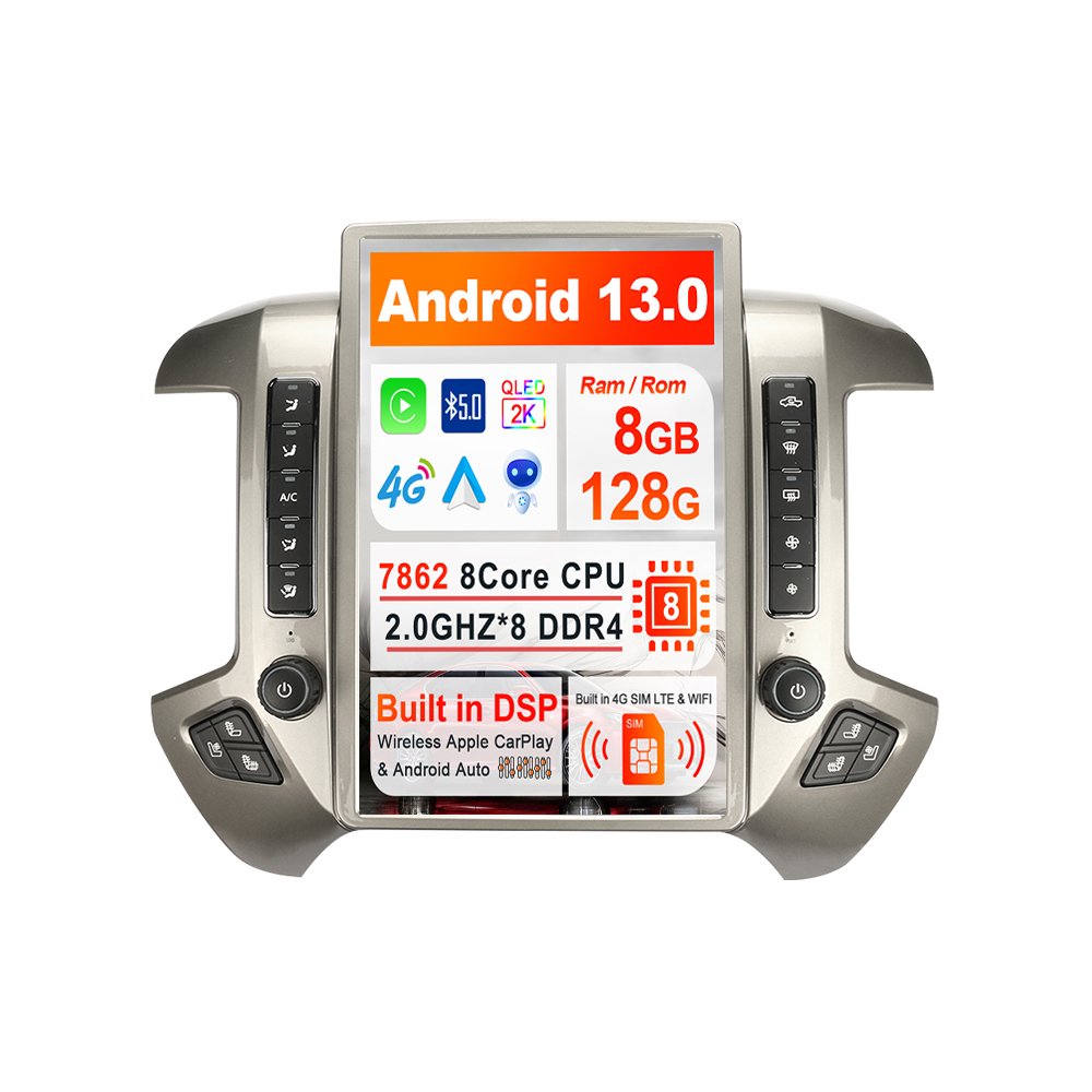 14.4 Car radio For Chevrolet Silverado For GMC Sierra 2014-2020 Android for Tesla style Multimedia Player GPS Navigation Stereo