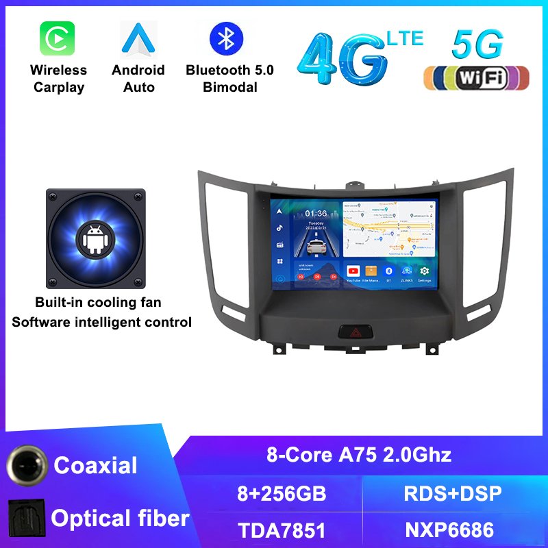 2 DIN Android 13 Radio For Infiniti FX35 FX37 2009-2012 Car Multimedia Carplay Stereo GPS Navigation Head Unit Video Player