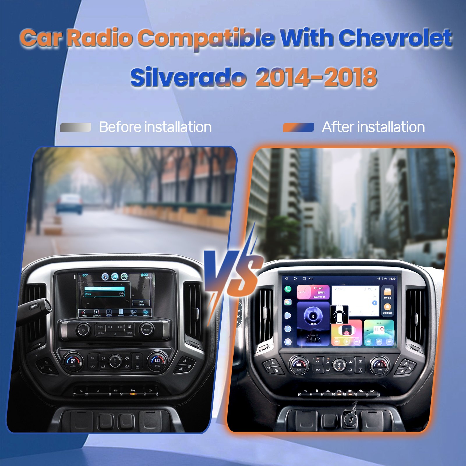 Chevrolet Silverado 2014-2018 Car Radio 13.1 Inch TS10 Android12 4+64g Radio Bluetooth Radio with Bluetooth Android Car Player