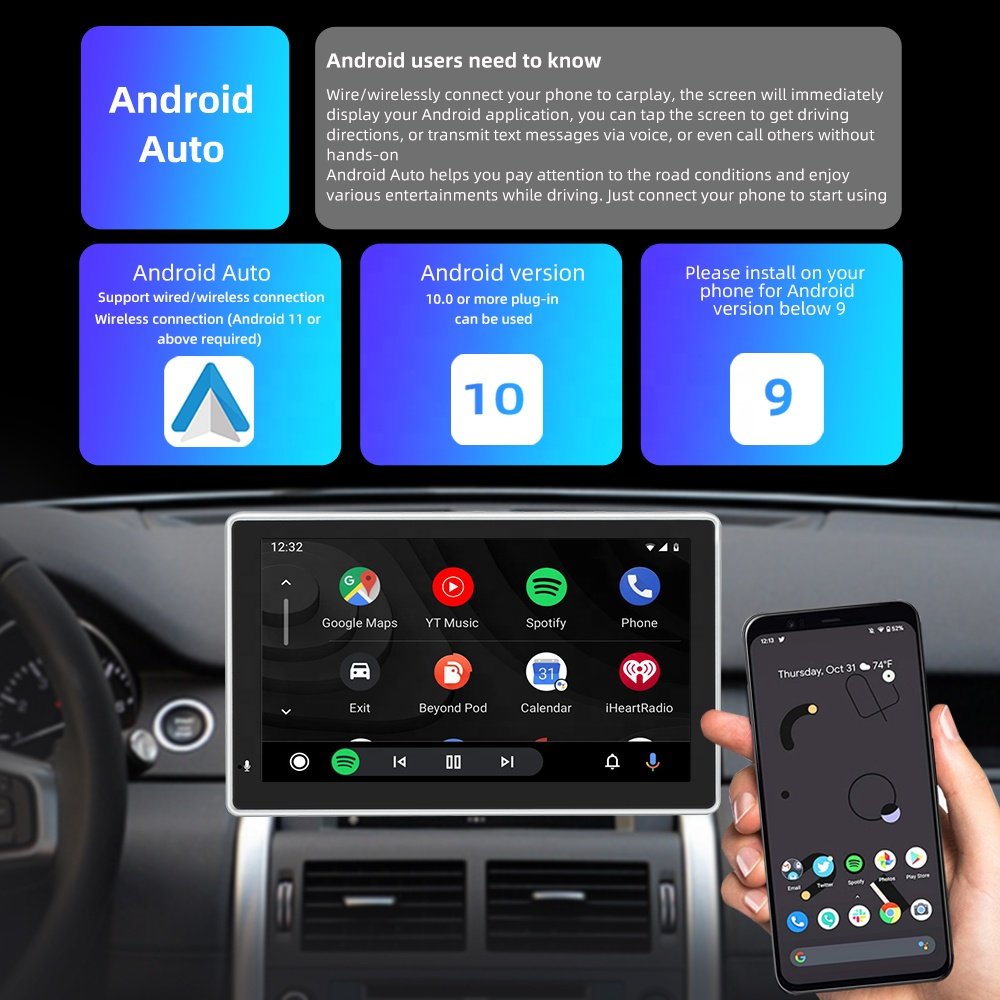 Car Stereo Support FM Receiver with Remote Carplay Android Auto 7inch Digital Resistive Touch Screen Car Audio