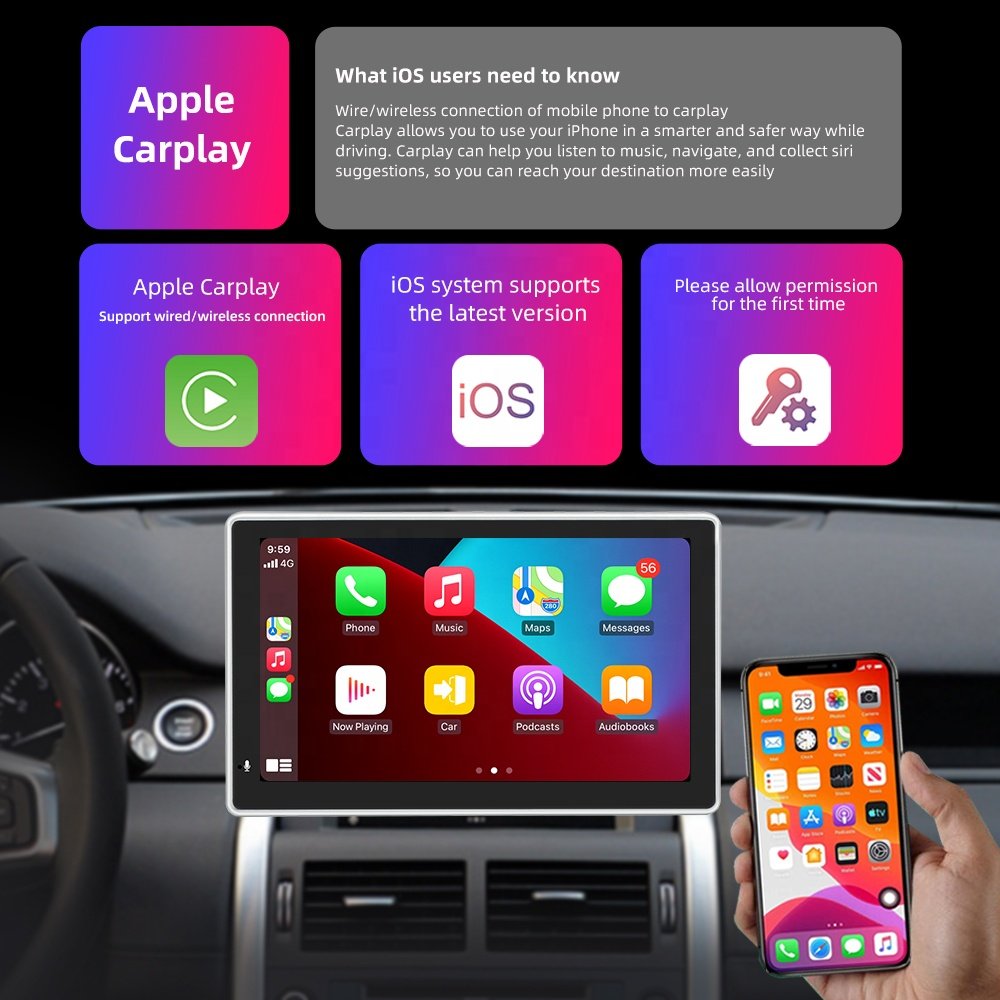 Car Stereo Support FM Receiver with Remote Carplay Android Auto 7inch Digital Resistive Touch Screen Car Audio