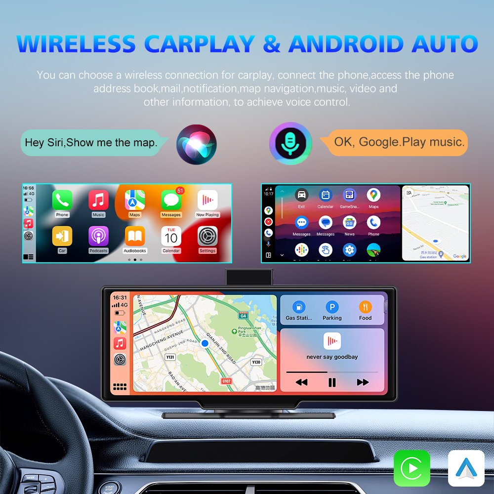 TOPNAVI 10.26 Inch Android 10 Portable Multimedia Touch Screen Radio Tuner Universal Wireless Dashboard Carplay DSP Android 10