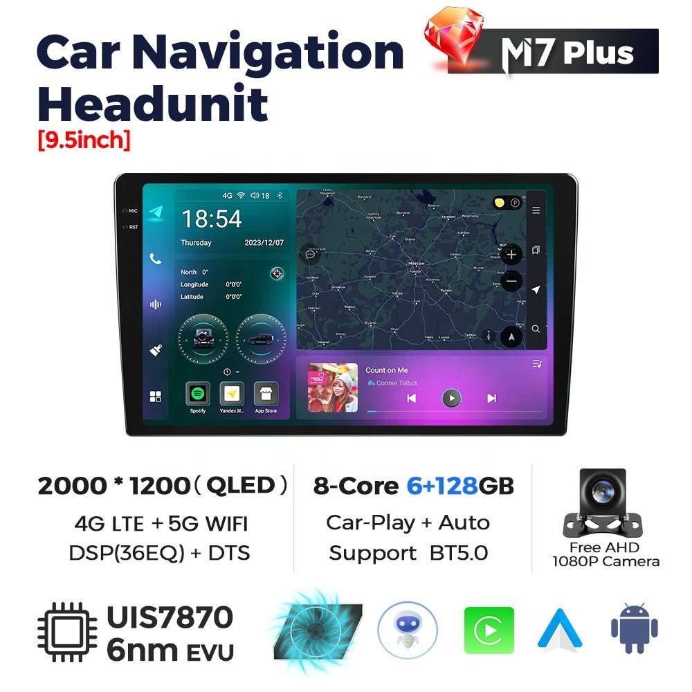 Navifly M7 car dvd player radio 2K QLED screen FM DSP 5G WIGI BT5.0 AUTO SWC Support DVR for universal toyota VW BMW AUDI BENZ